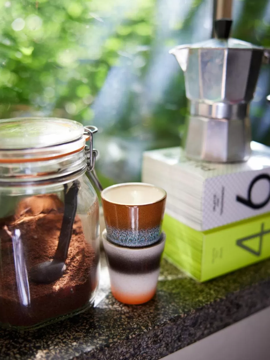 Tassen-HKLIVING Handgefertigte Espressotassen 70's aus Steinzeug, 4er-Set
