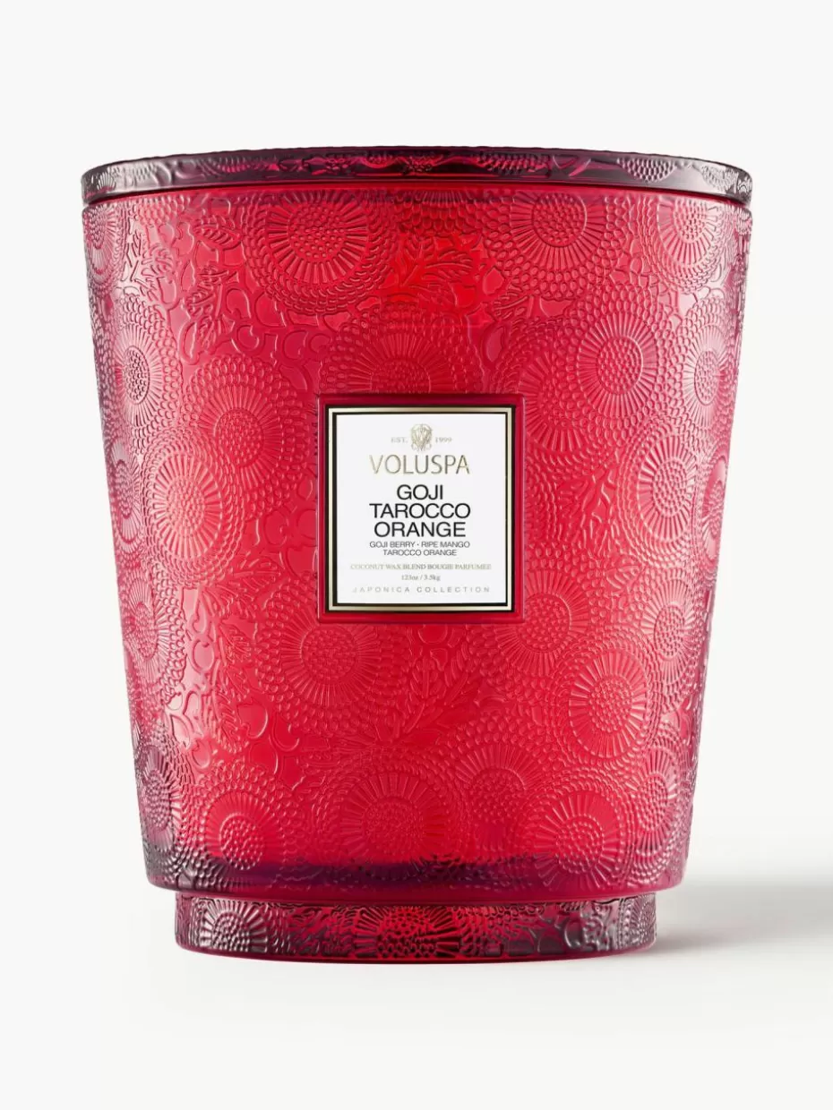 Weihnachtskerzen & Kerzenhalter | Festliche Eleganz-Voluspa Handgefertigte Fünfdocht-Duftkerze Japonica Collection (Goji-Beere, Mango & Tarocco Orange) Goji-Beere, reife Mango & Tarocco Orange