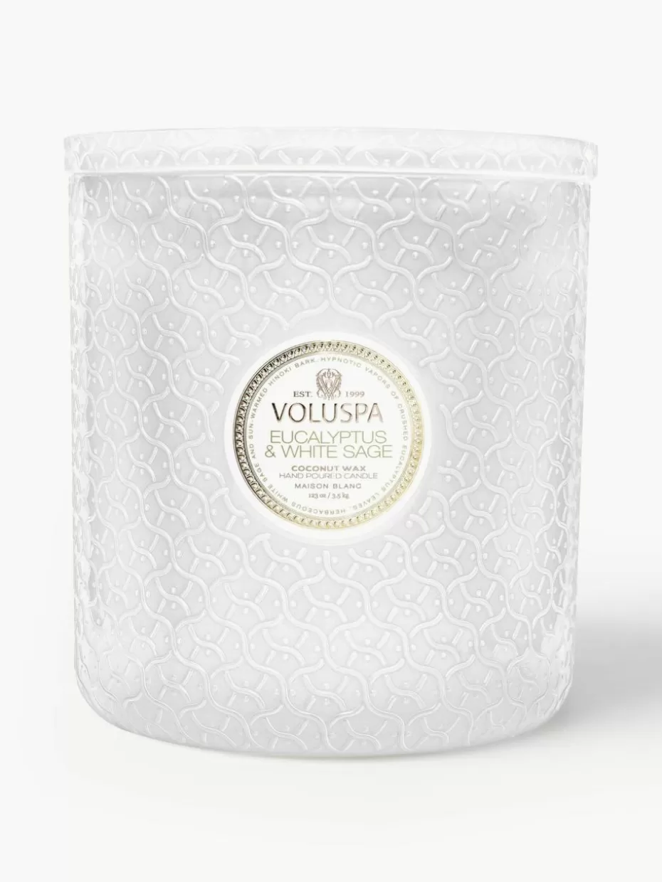 Duftkerzen-Voluspa Handgefertigte Fünfdocht-Duftkerze Maison Blanc (Eukalyptus, Kardamom, Salbei & Hinoki Rinde)