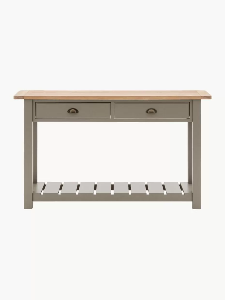 Konsolen | Konsolen-Westwing Handgefertigte Holz-Konsole Eton Eichenholz, Olivgrün