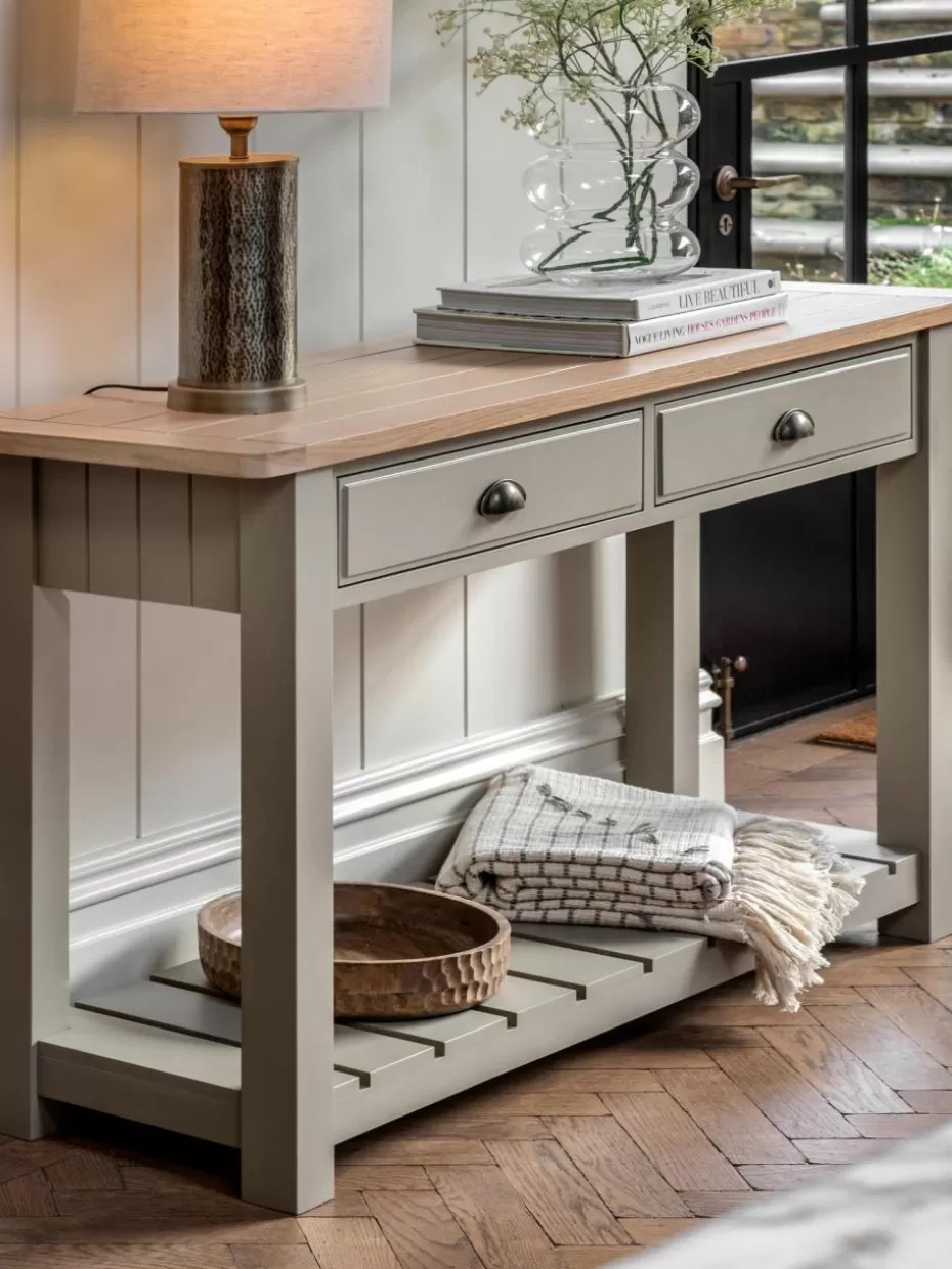 Konsolen | Konsolen-Westwing Handgefertigte Holz-Konsole Eton Eichenholz, Olivgrün