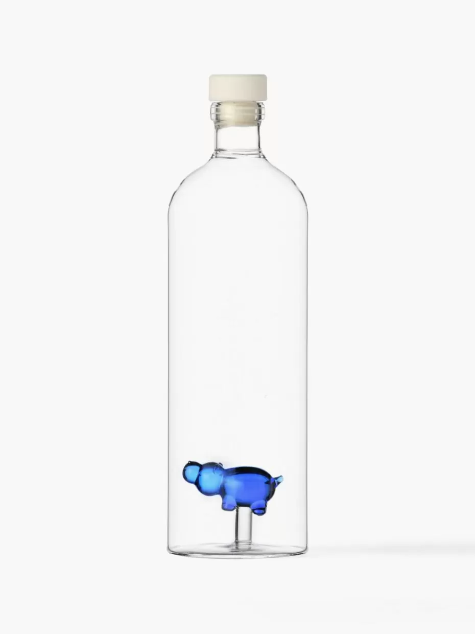 Kannen & Karaffen-Ichendorf Handgefertigte Karaffe Animal Farm, 1.1 L Transparent, Blau