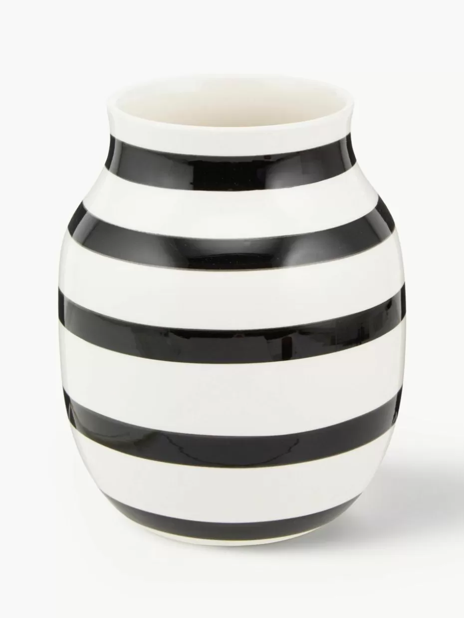 Vasen-Kähler Handgefertigte Keramik-Vase Omaggio, H 20 cm Schwarz, Weiß
