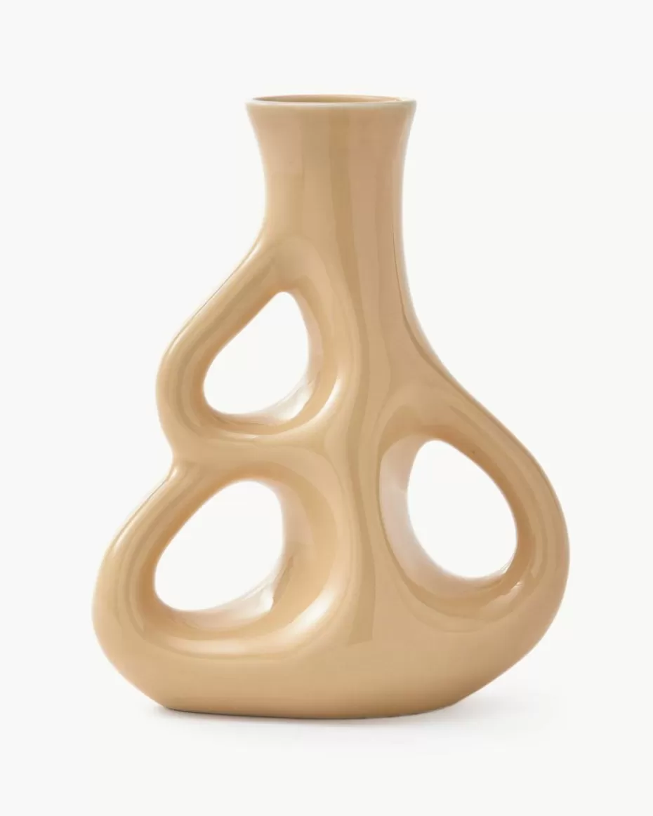 Vasen-Pols Potten Handgefertigte Keramik-Vase Three Ears, H 21 cm Beige