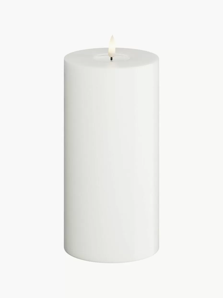 Kerzen-Deluxe Homeart Handgefertigte LED-Kerze Real Flame, H 20 cm Weiß