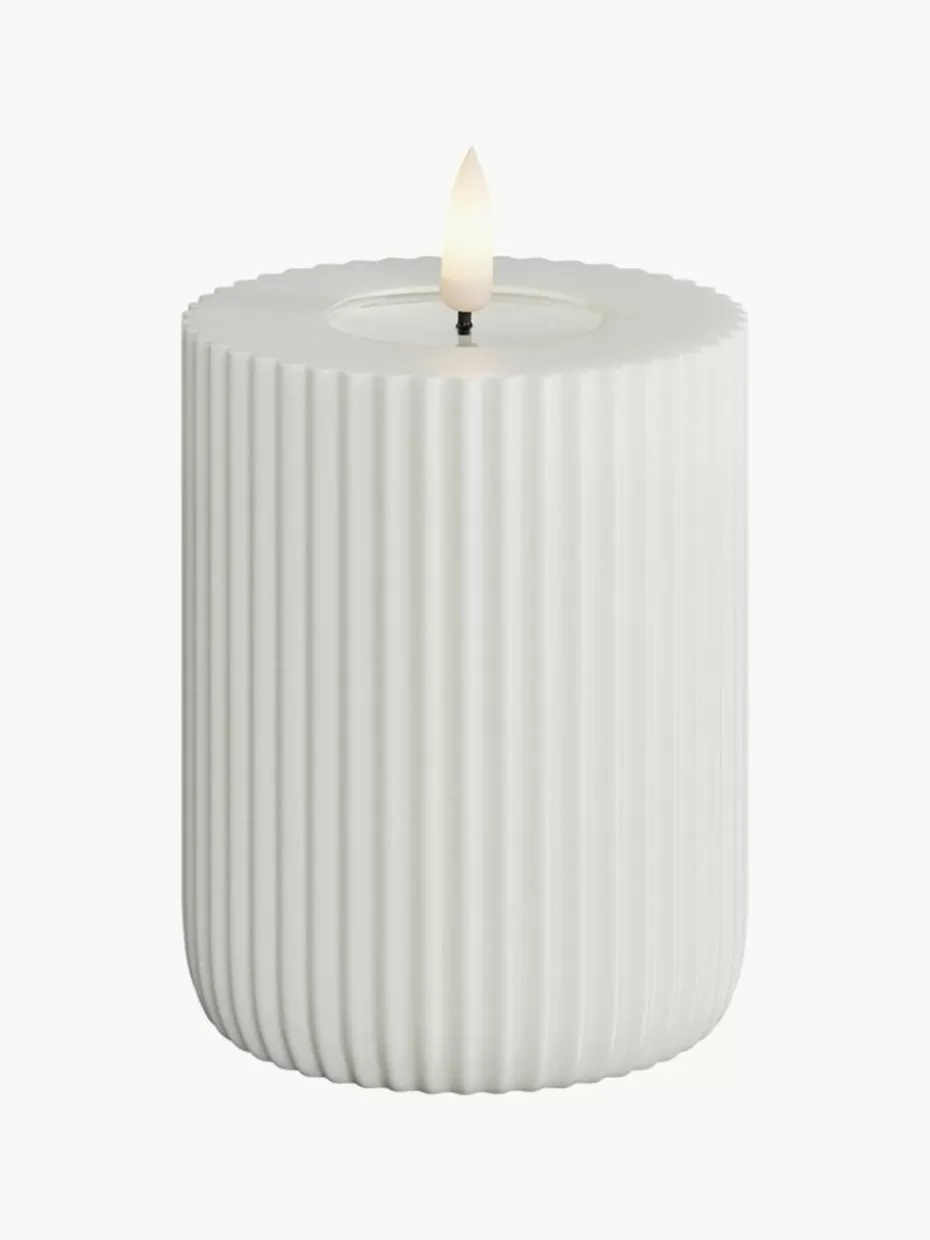 Kerzen-Deluxe Homeart Handgefertigte LED-Kerze Solid Stripe, H 10 cm Weiß