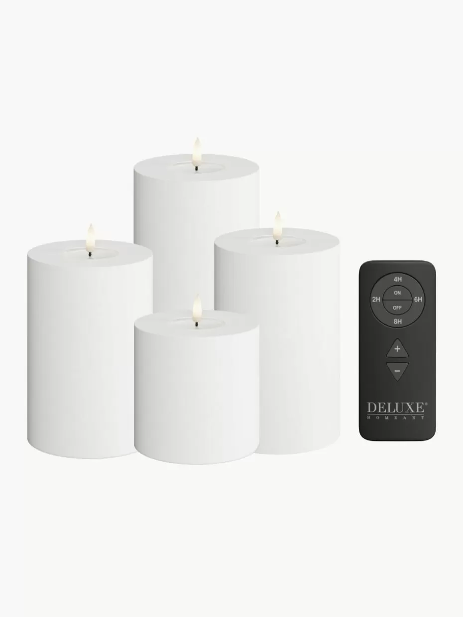 Kerzen-Deluxe Homeart Handgefertigte LED-Kerzen Real Flame mit Fernbedienung, 5er-Set Weiß, Schwarz