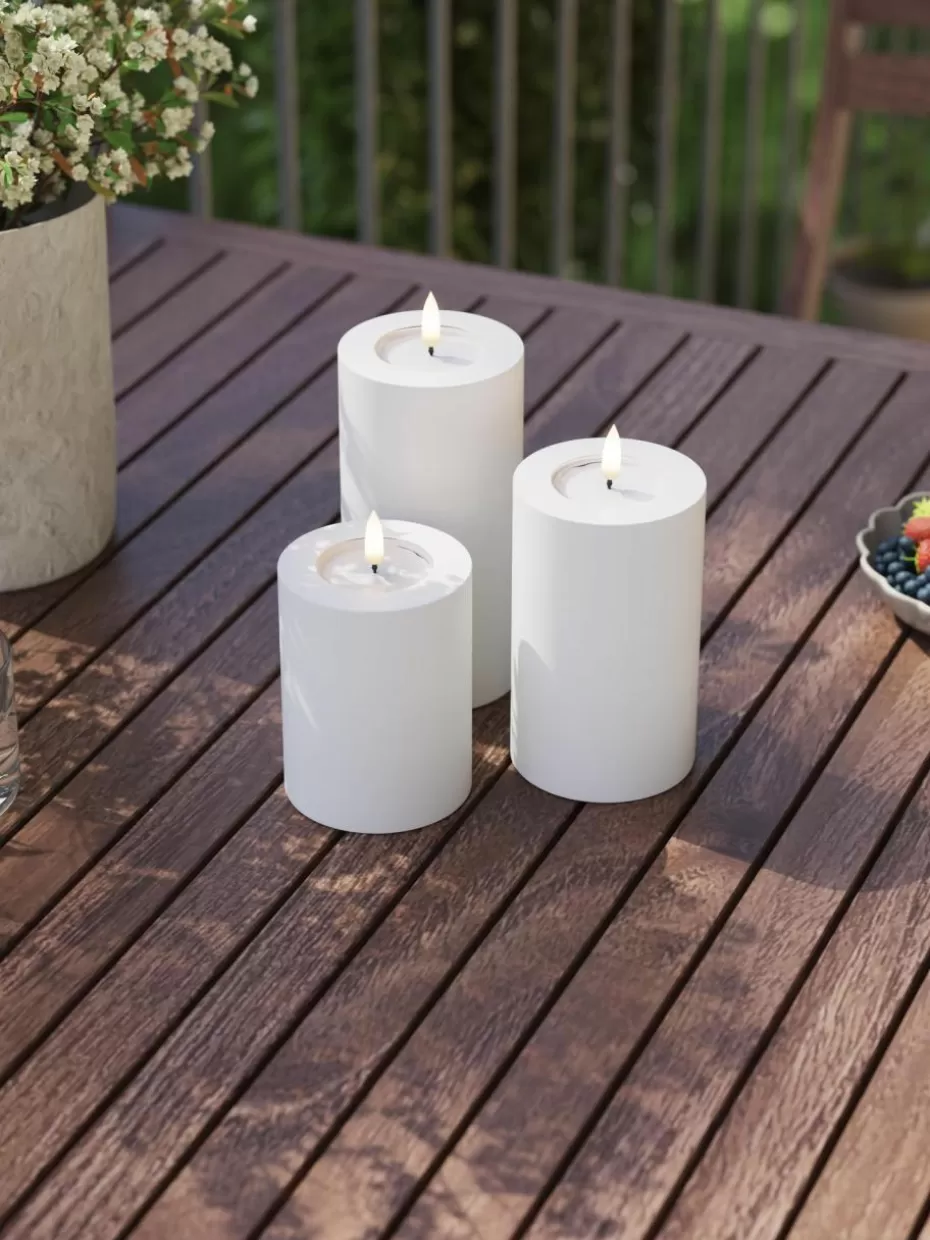Kerzen-Deluxe Homeart Handgefertigte LED-Kerzen Real Flame mit Fernbedienung, 5er-Set Weiß, Schwarz