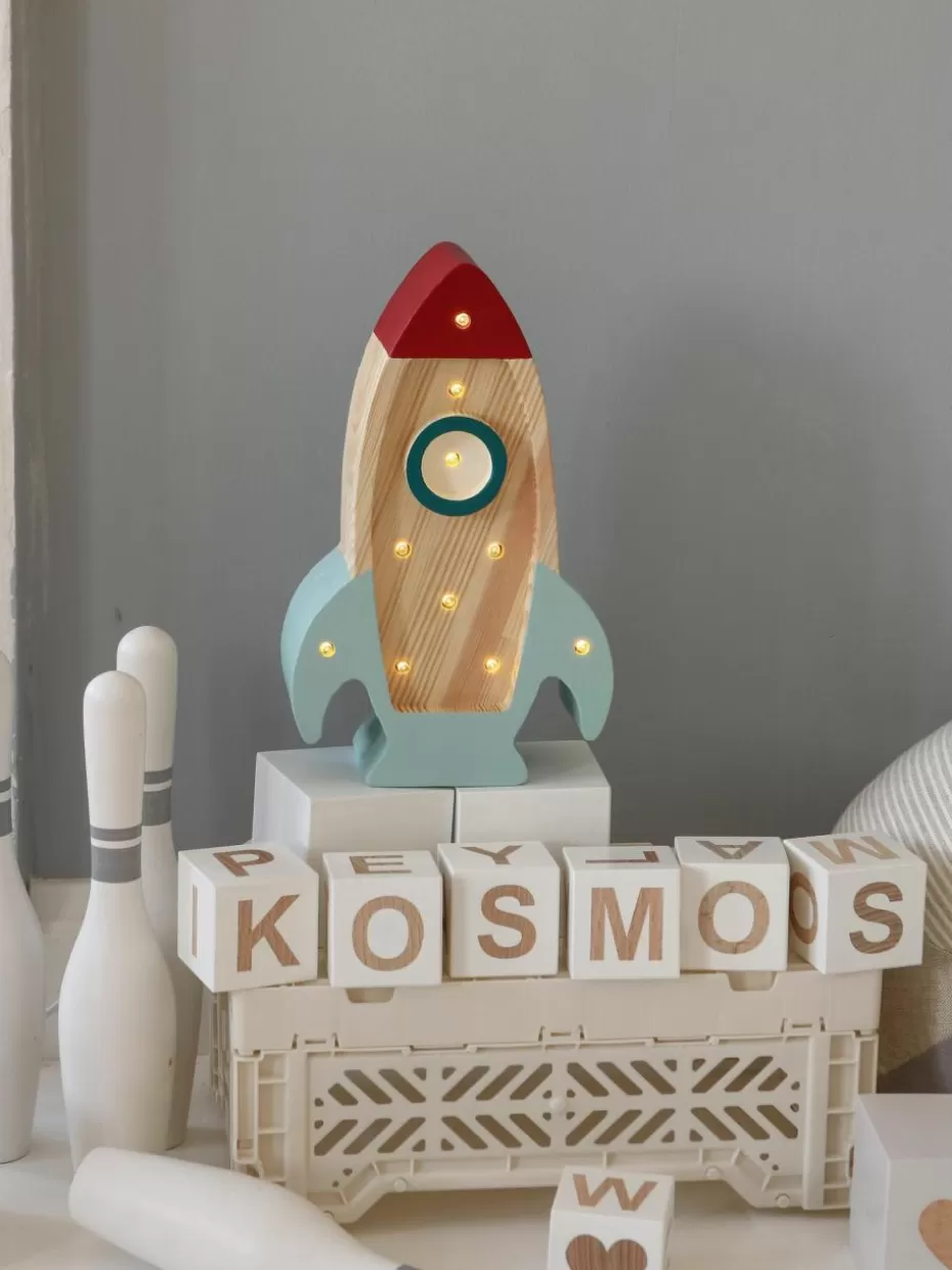 Lampen | Kinderzimmerlampen-Little Lights Handgefertigte LED-Kinderzimmerlampe Space Rocket Mini mit Timerfunktion und Fernbedienung, dimmbar