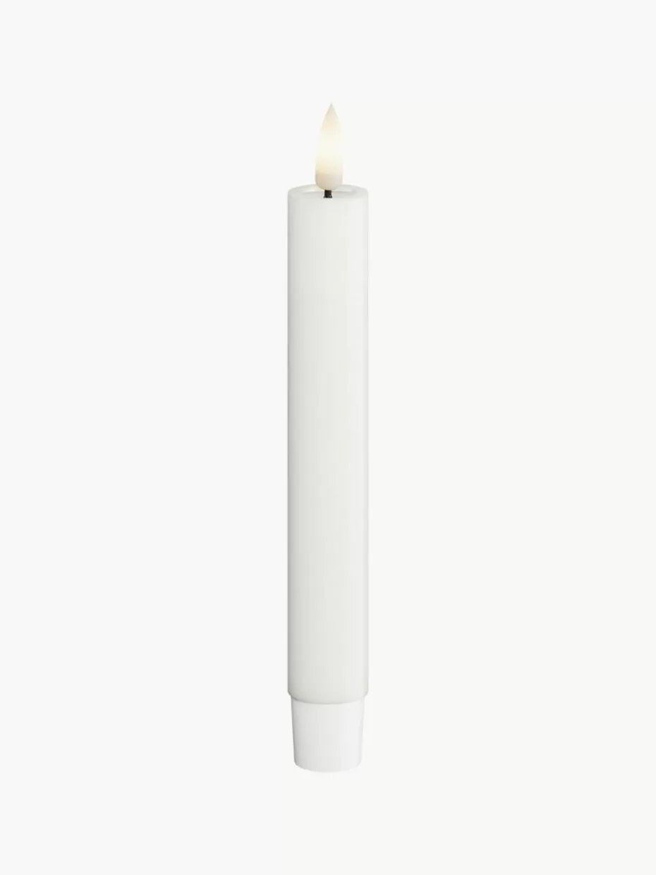 Kerzen-Deluxe Homeart Handgefertigte LED-Stabkerzen Real Flame, H 24 cm, 2 Stück Weiß