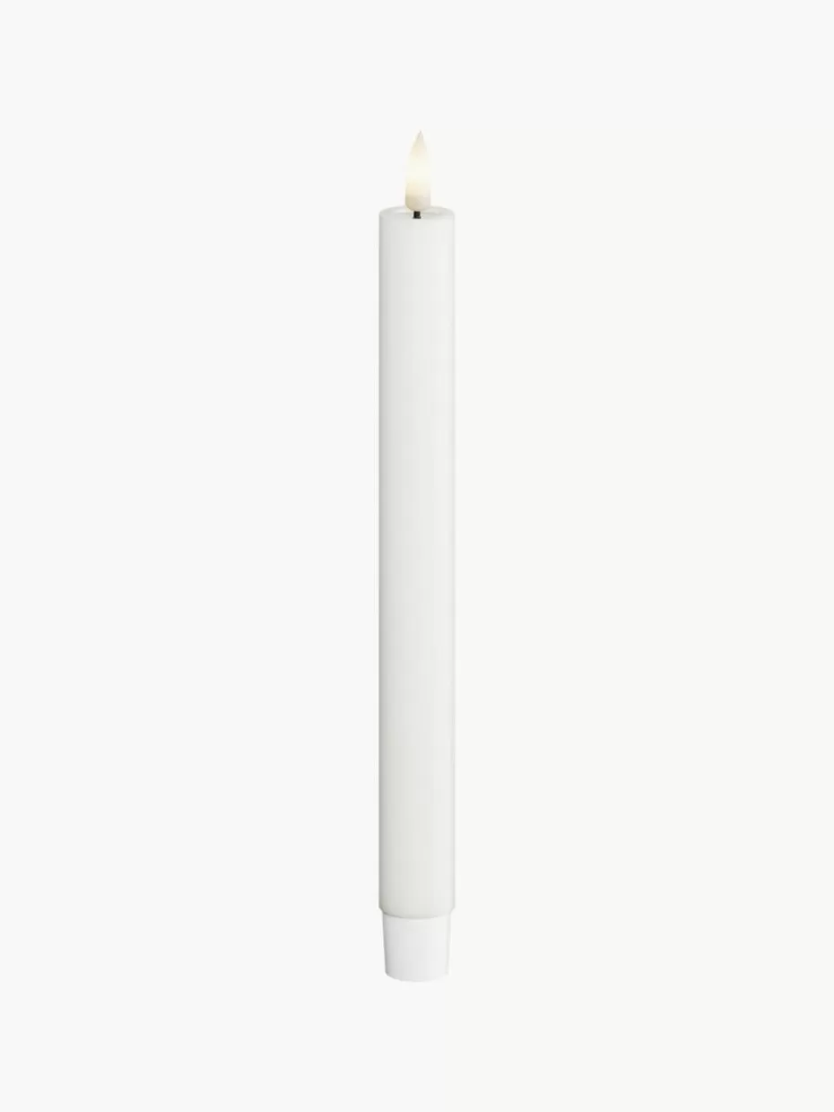 Kerzen-Deluxe Homeart Handgefertigte LED-Stabkerzen Real Flame, H 15 cm, 2 Stück Weiß