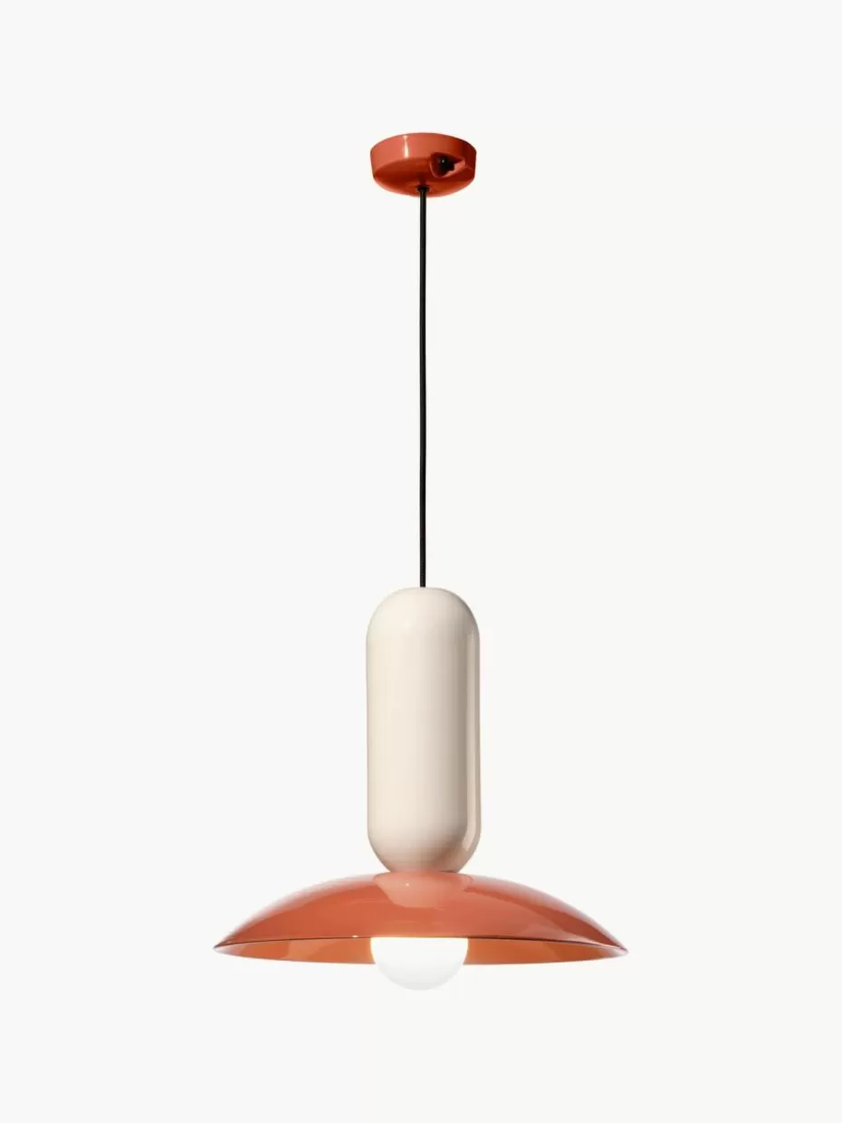 Pendelleuchten-Ferroluce Handgefertigte Pendelleuchte Pau Terrakotta, Off White