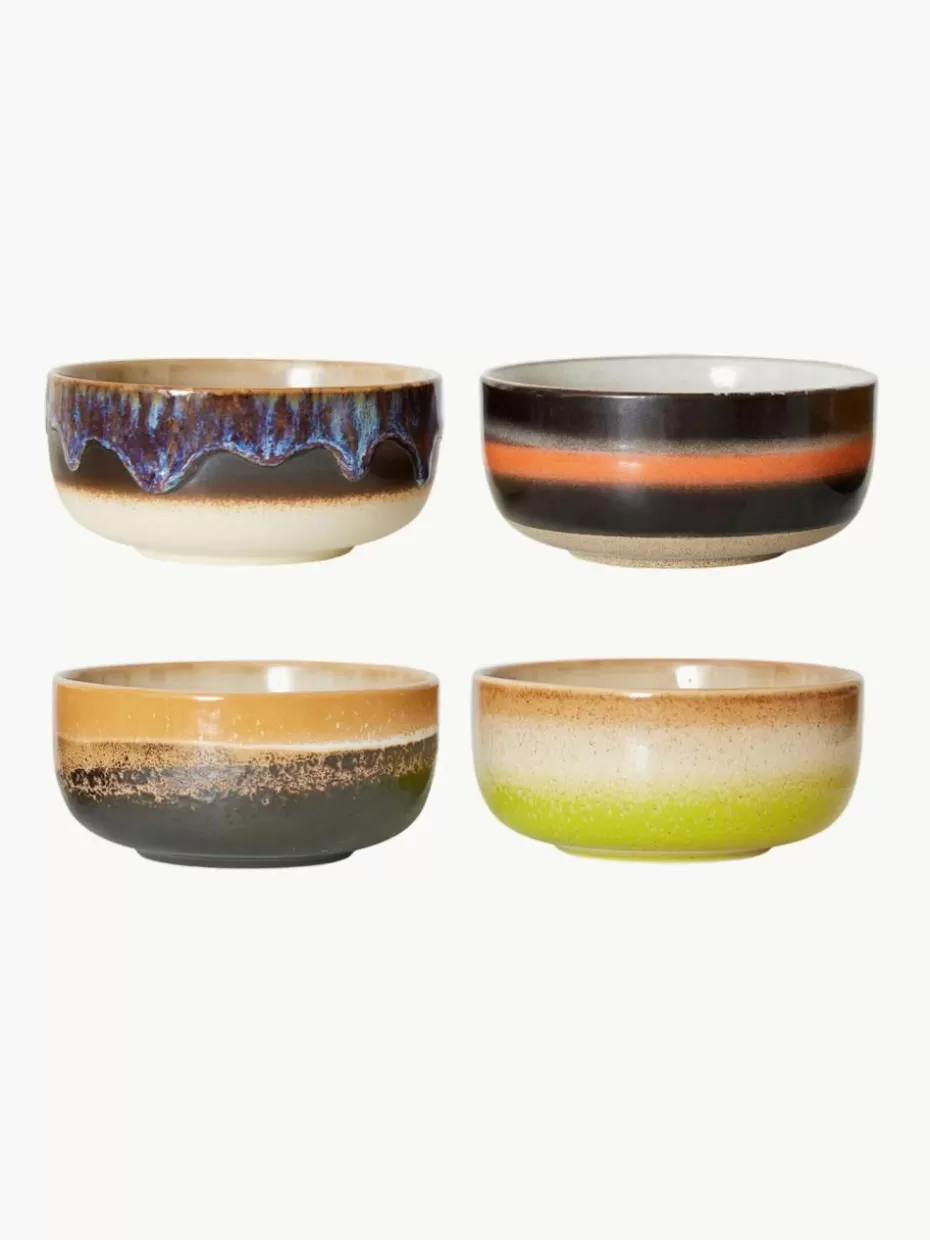 Schalen & Bowls-HKLIVING Handgefertigte Schälchen 70's aus Steinzeug, 4er-Set Design 1