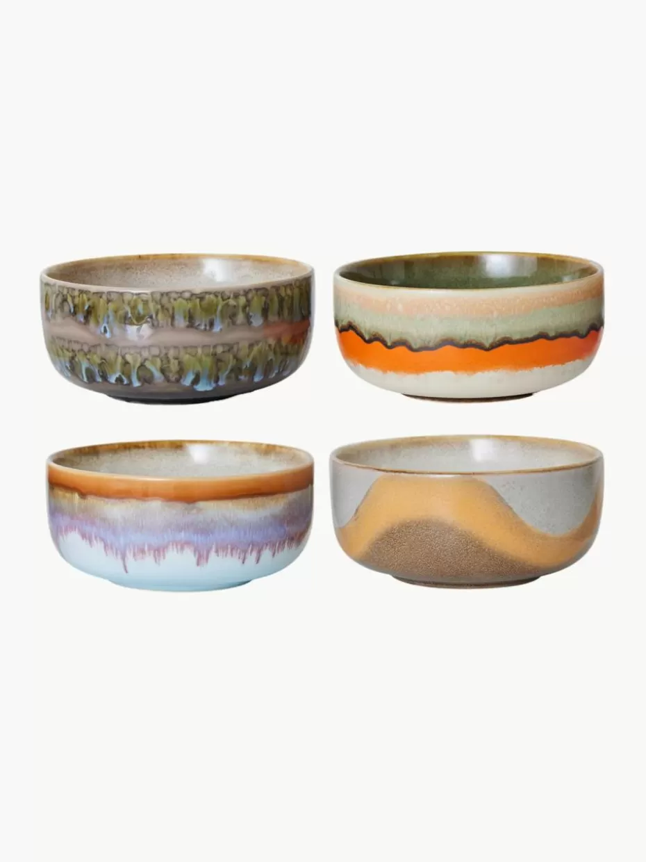 Schalen & Bowls-HKLIVING Handgefertigte Schälchen 70's aus Steinzeug, 4er-Set Design 3