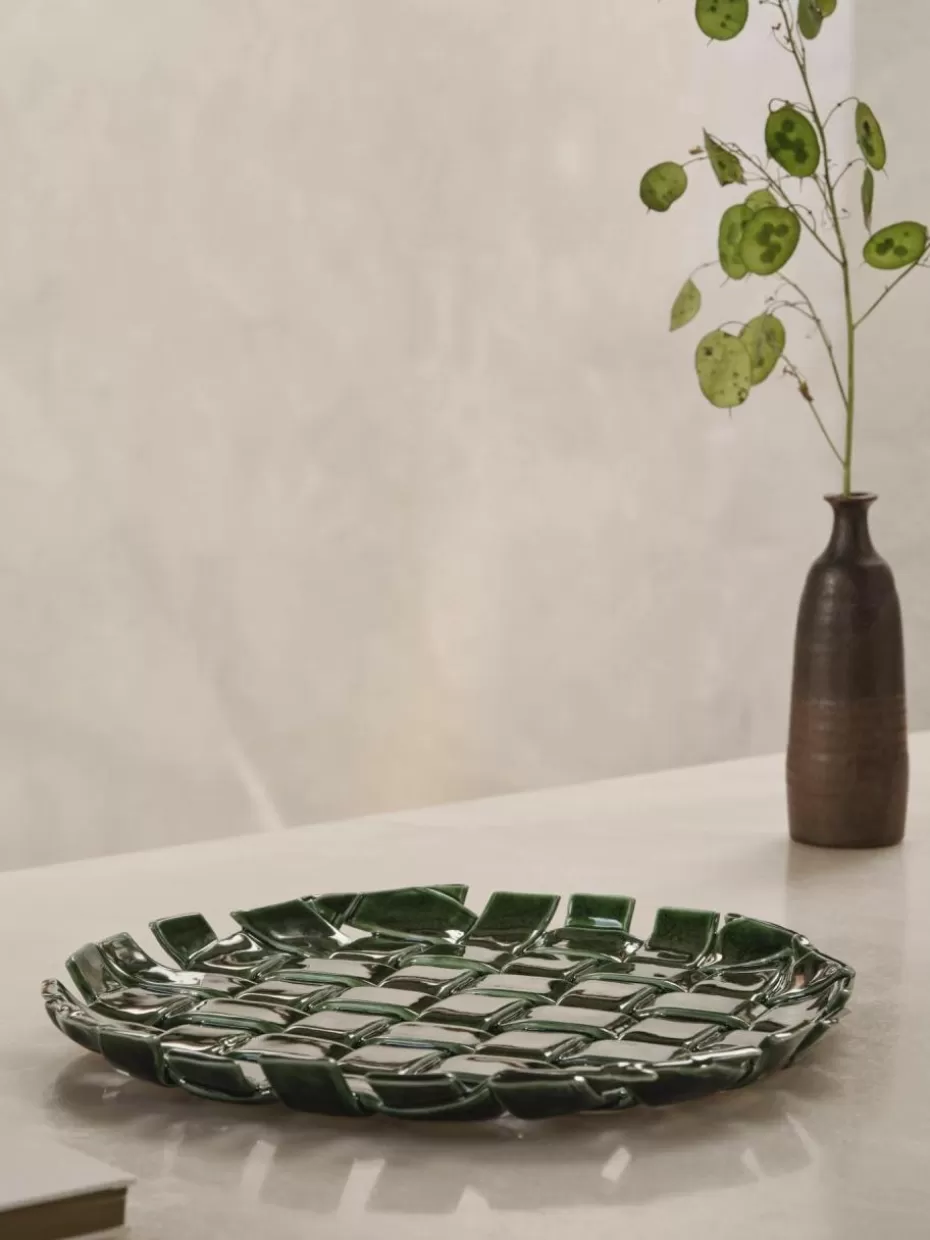 Servierplatten & Schüsseln-ferm LIVING Handgefertigte Servierplatte Plait Dunkelgrün