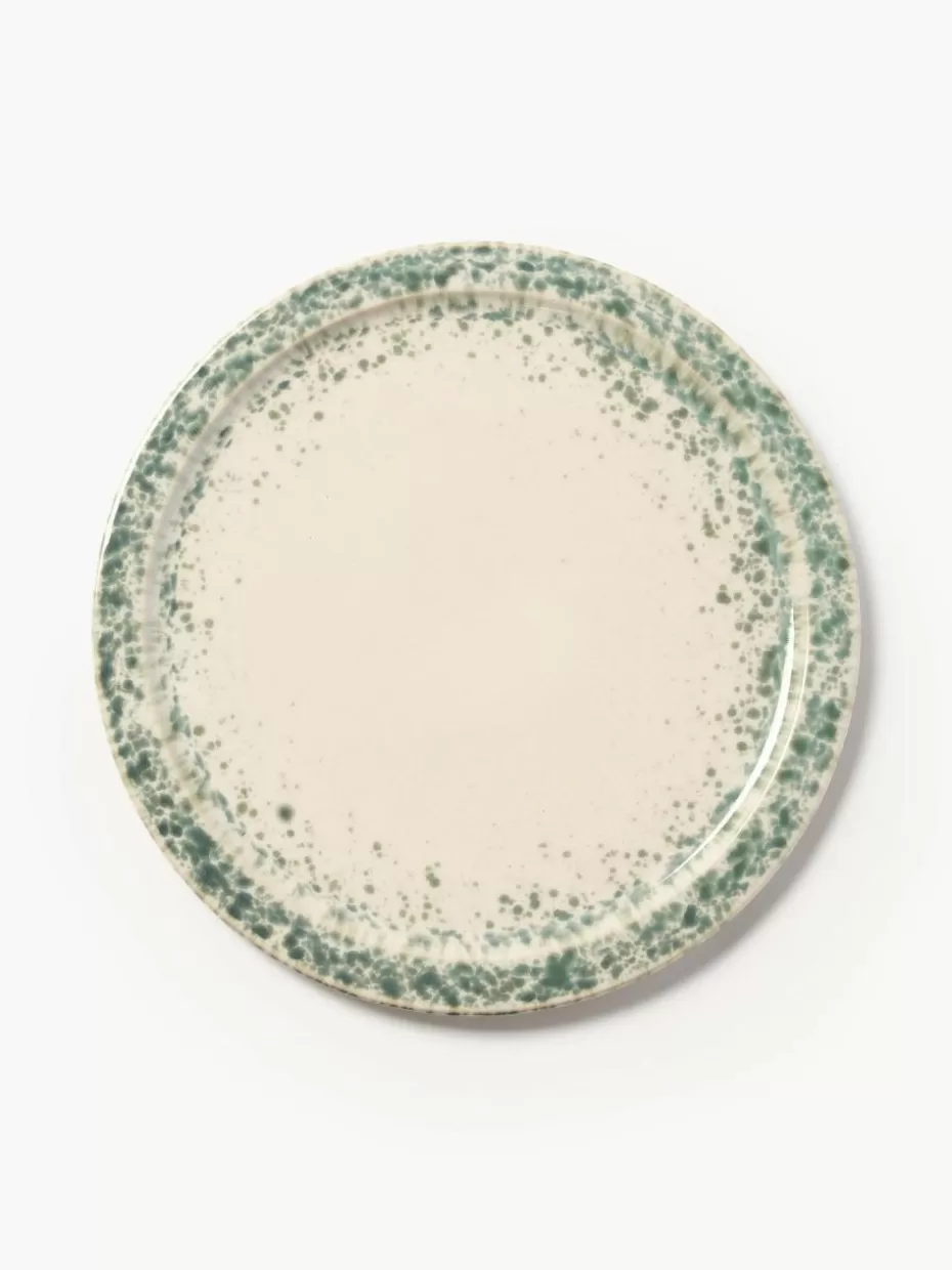 Teller-Westwing Collection Handgefertigte Speiseteller Bernardo, 4 Stück Hellbeige, Salbeigrün