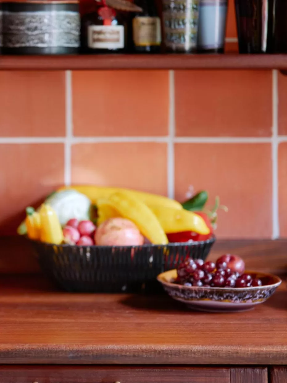 Teller-HKLIVING Handgefertigte Suppenteller 70's aus Steinzeug, 2 Stück