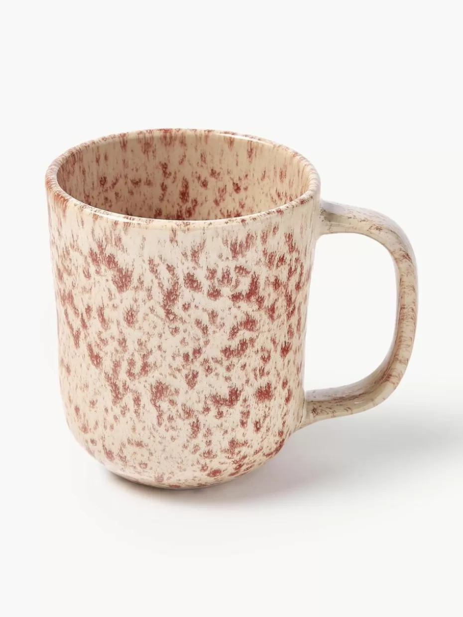 Weihnachtsgeschirr | Tassen-Westwing Collection Handgefertigte Tassen Bernardo, 4 Stück Hellbeige, Weinrot