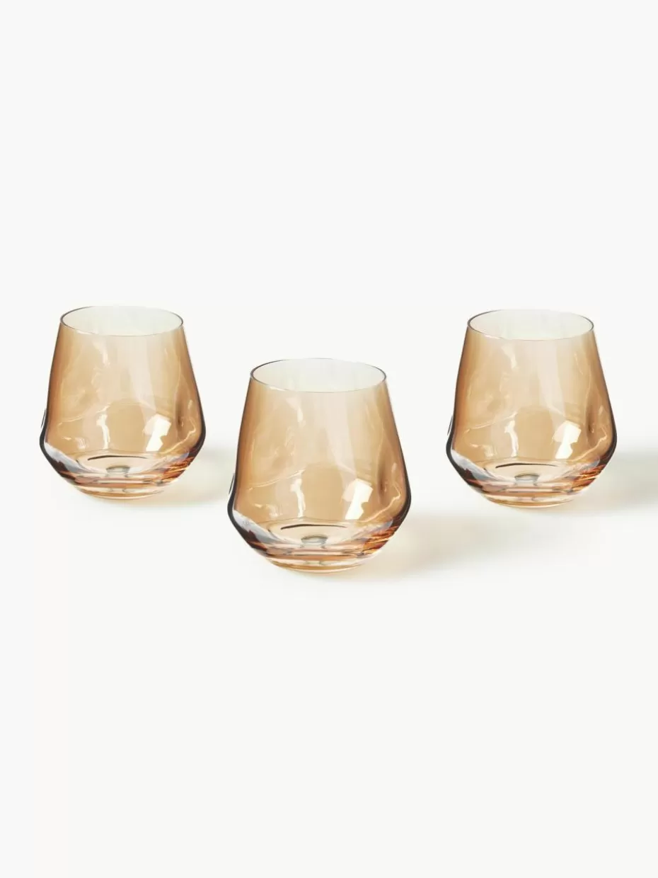 Teelichthalter-Westwing Collection Handgefertigte Teelichthalter Luster, 3er-Set Ocker