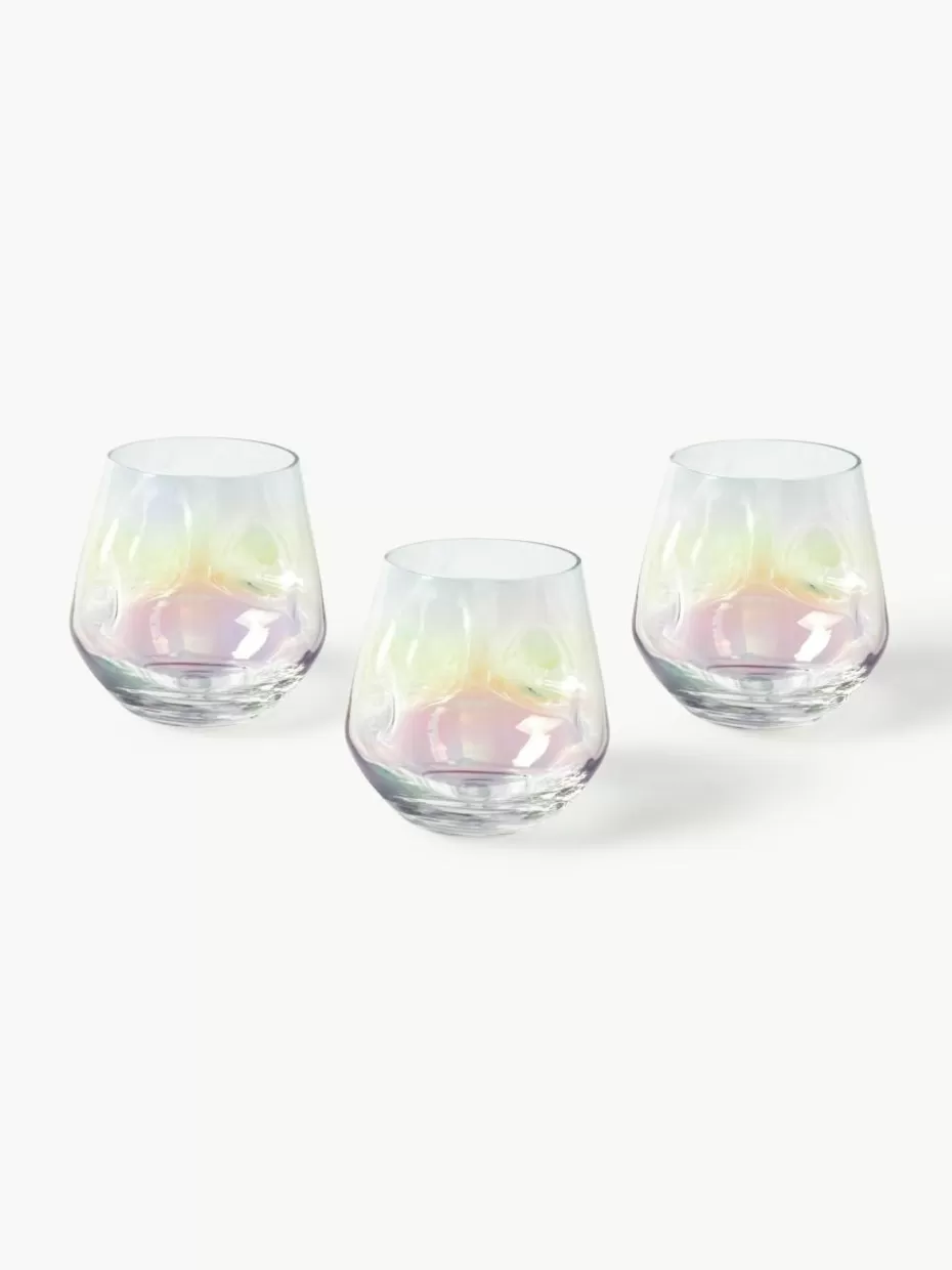 Teelichthalter-Westwing Collection Handgefertigte Teelichthalter Rainbow, 3er-Set Transparent, irisierend