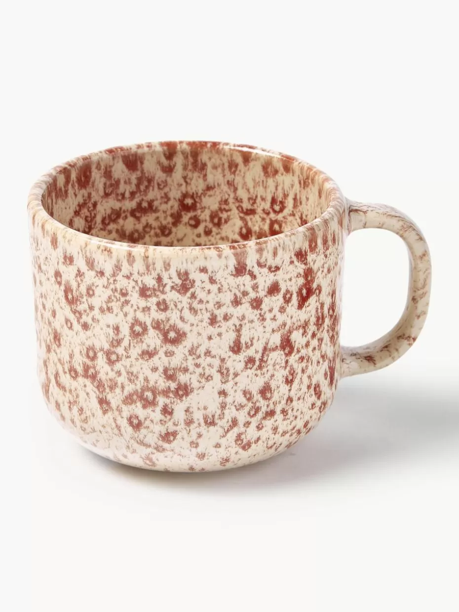 Weihnachtsgeschirr | Tassen-Westwing Collection Handgefertigte Teetassen Bernardo, 4 Stück Hellbeige, Weinrot