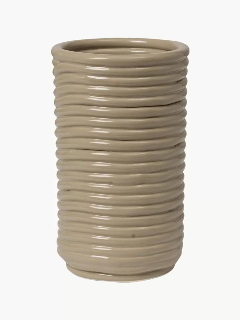 Vasen-ferm LIVING Handgefertigte Vase Corduroy, H 21 cm Beige