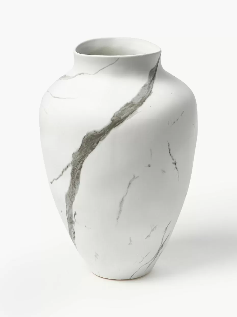 Vasen-Westwing Collection Handgefertigte Vase Latona, marmoriert, H 30 cm Weiß, Grau, marmoriert