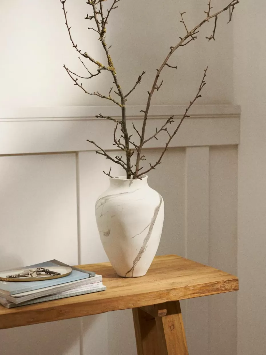 Vasen-Westwing Collection Handgefertigte Vase Latona, marmoriert, H 30 cm Weiß, Grau, marmoriert