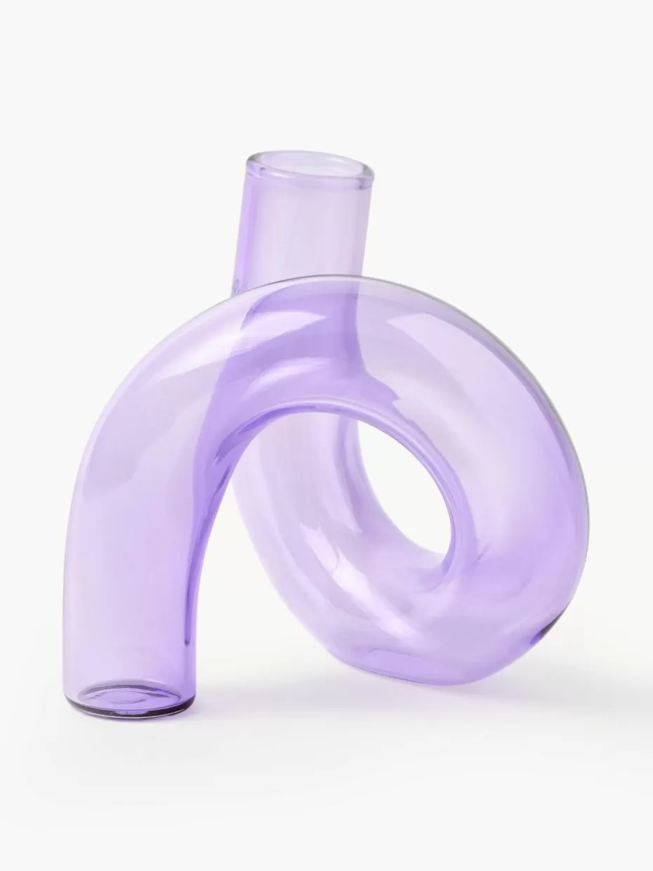 Vasen-Westwing Collection Handgefertigte Vase Zaida, H 12 cm Lavendel, transparent