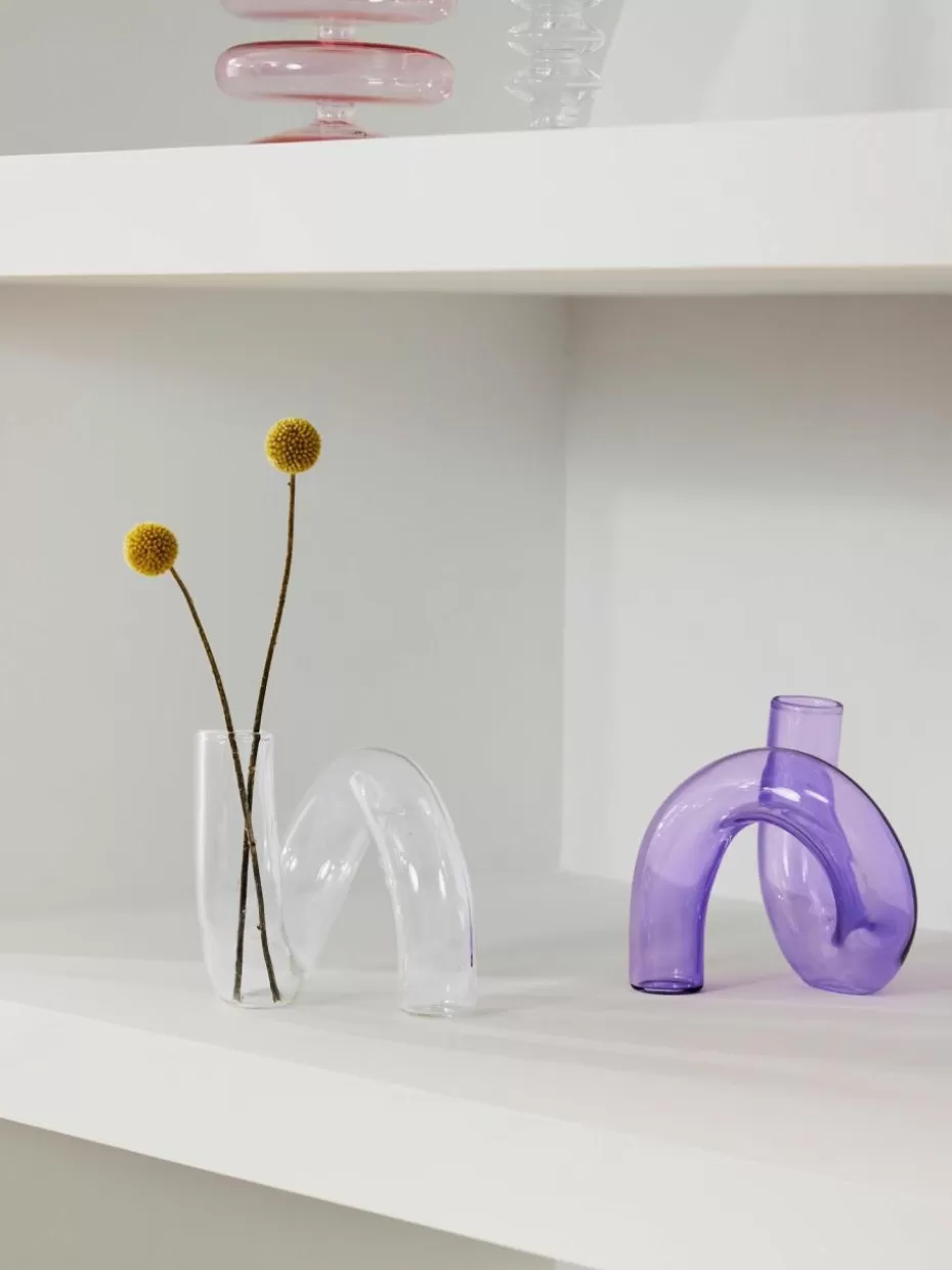 Vasen-Westwing Collection Handgefertigte Vase Zaida, H 12 cm Lavendel, transparent