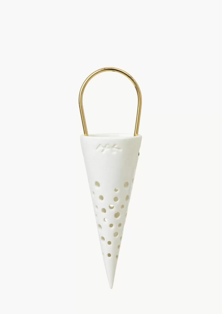 Weihnachtskugeln & Baumanhänger-Kähler Handgefertigte Weihnachtsspitztüte Nobili aus Fine Bone China Weiß