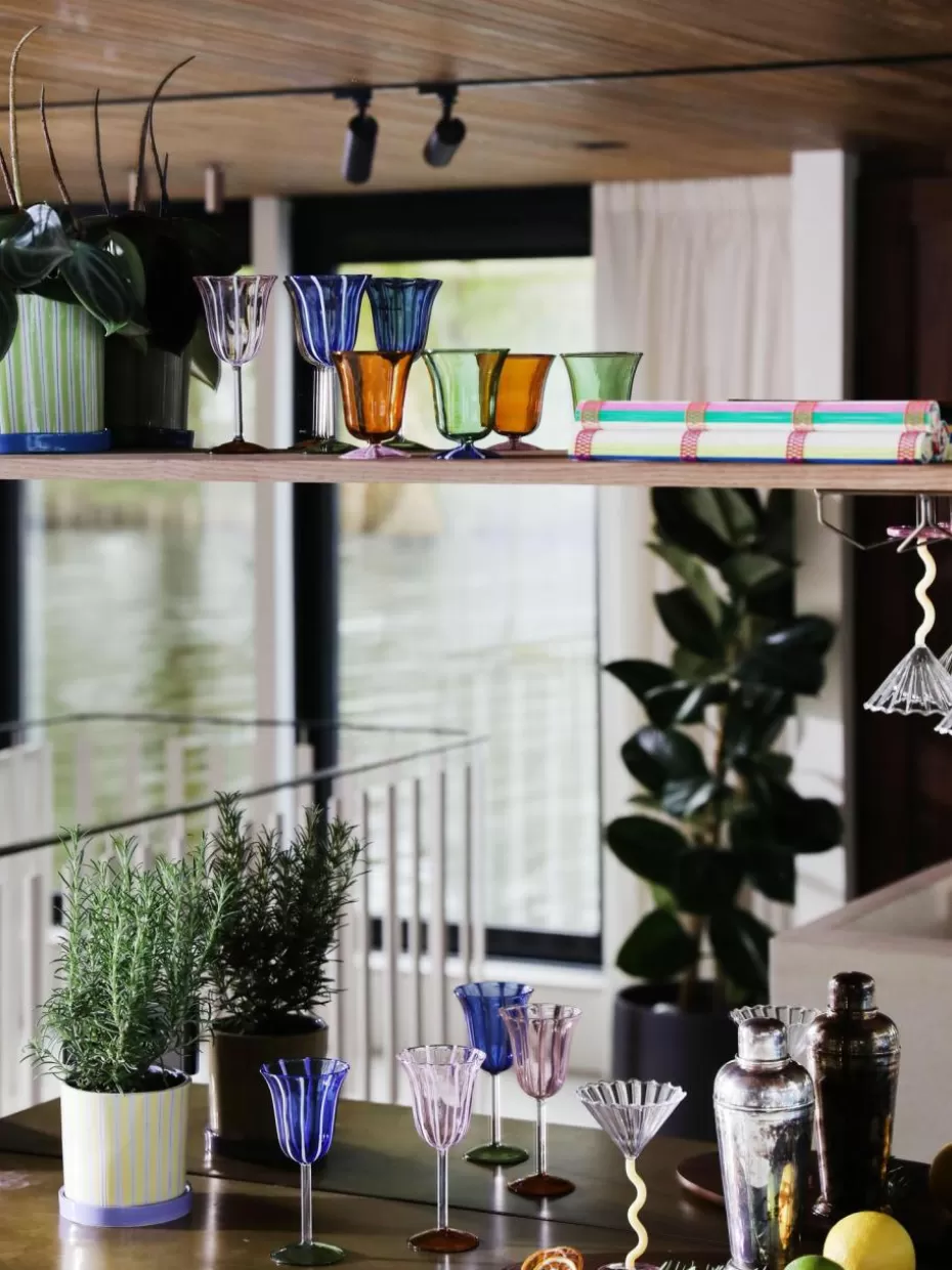 Weingläser-&k amsterdam Handgefertigte Weingläser Eve aus Borosilikatglas, 2 Stück Blau, Transparent, Hellgrün