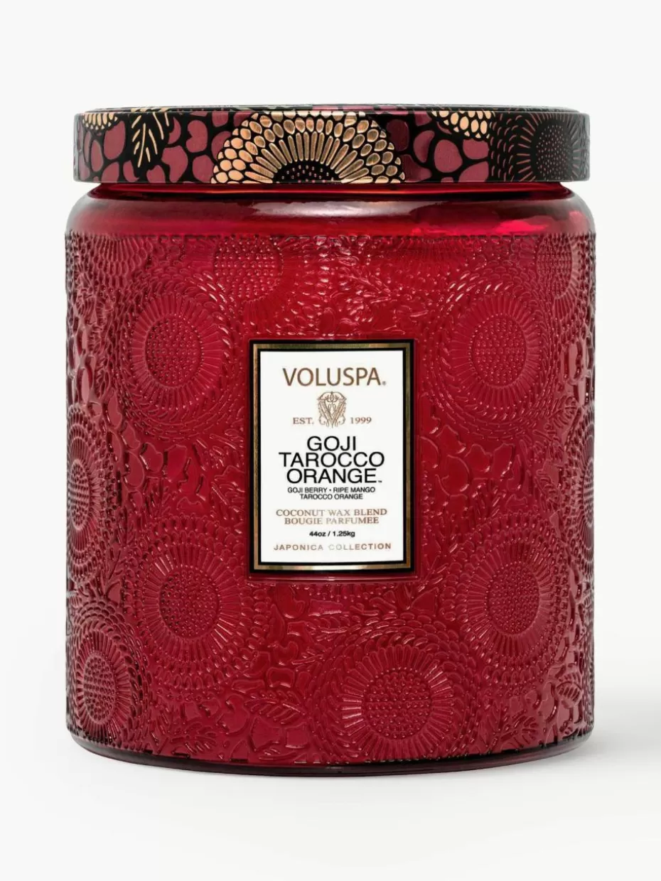 Duftkerzen-Voluspa Handgefertigte Zweidocht-Duftkerze Japonica Collection (Goji-Beere, Mango & Tarocco Orange) Goji-Beere, reife Mango & Tarocco Orange