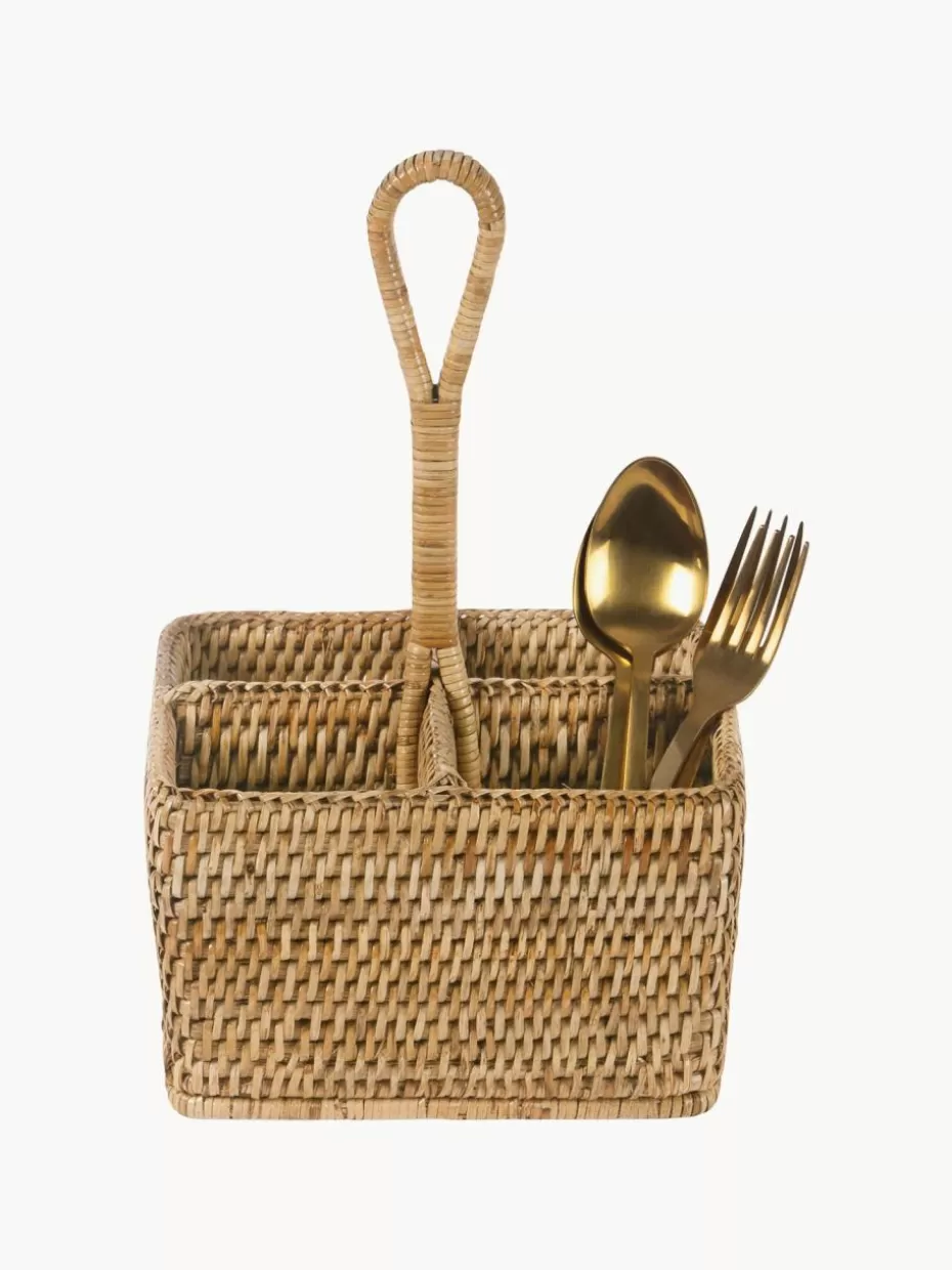 Küchenaufbewahrung-Andrea House Handgefertigter Besteckhalter Güle aus Rattan