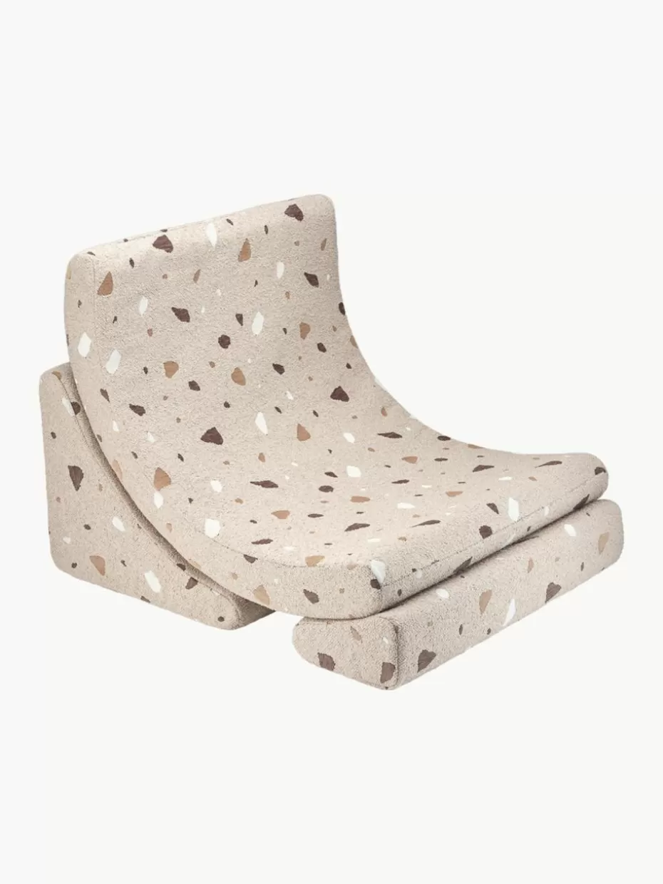 Sitzsäcke-Wigiwama Handgefertigter Bouclé-Kindersessel Moon Bouclé Beige, Terrazzo-Optik