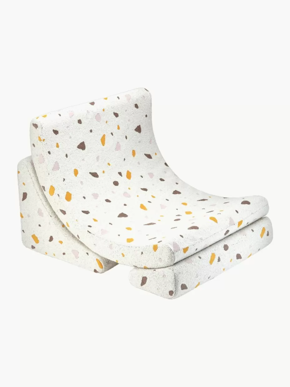 Sitzsäcke-Wigiwama Handgefertigter Bouclé-Kindersessel Moon Bouclé Weiß, Terrazzo-Optik