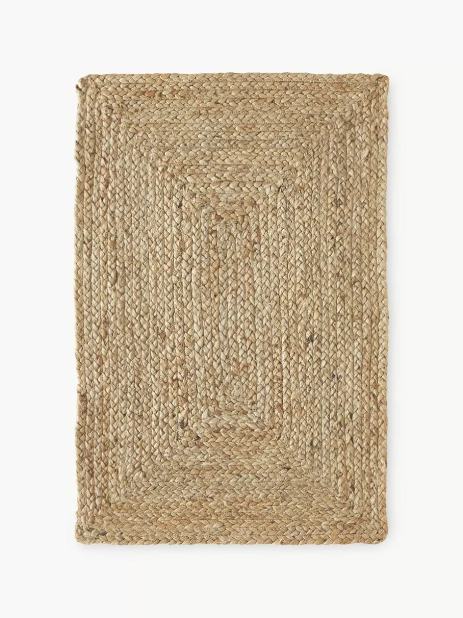 Rechteckige Teppiche-Westwing Collection Handgefertigter Jute-Teppich Sharmila Braun