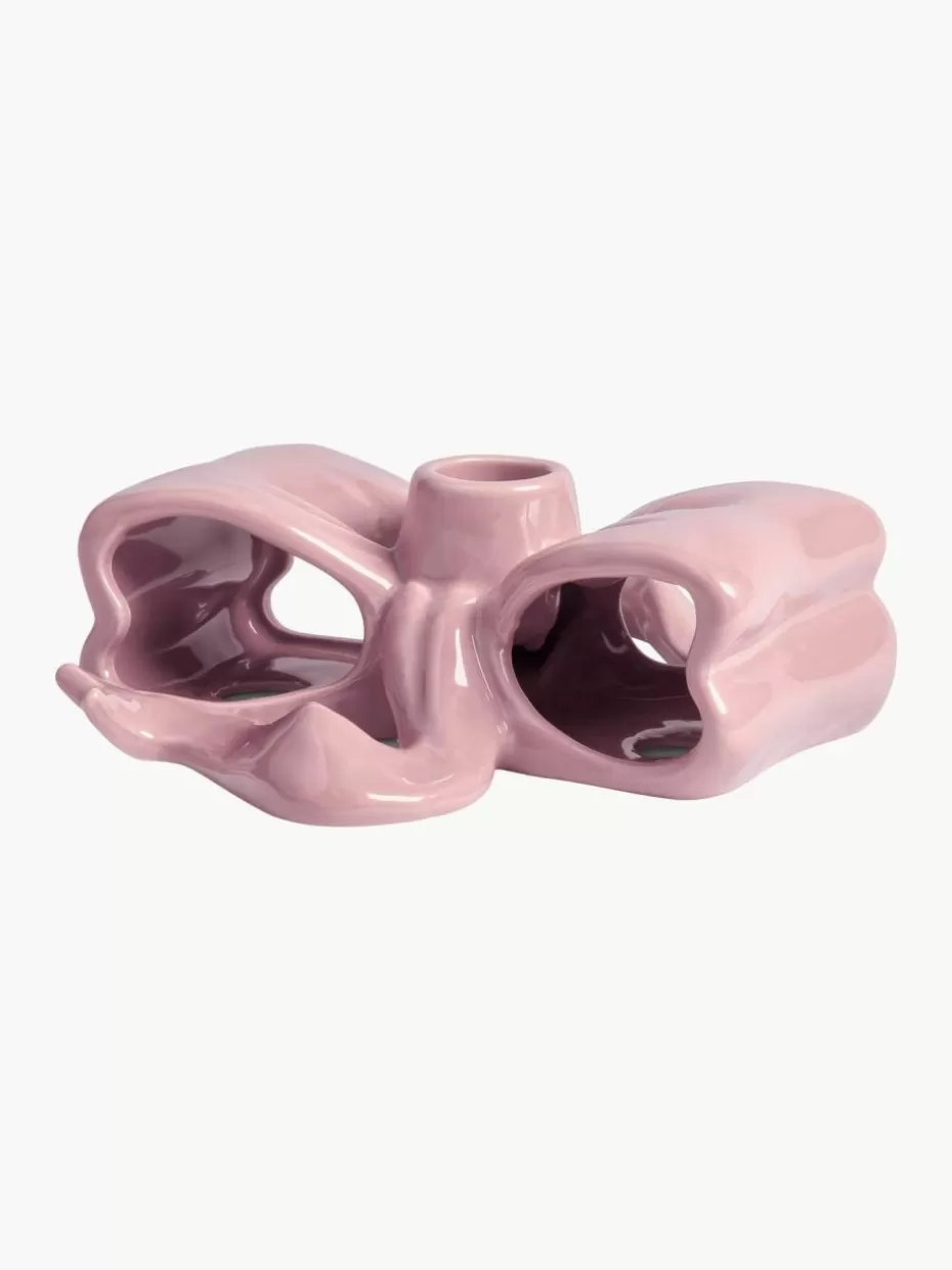 Weihnachtskerzen & Kerzenhalter | Glow-Up-&k amsterdam Handgefertigter Kerzenhalter Ribbon Hellrosa, glänzend