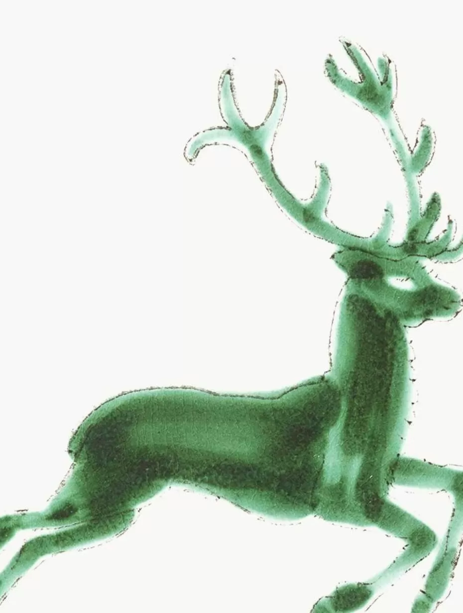 Weihnachtsgeschirr | Teller-Gmundner Keramik Handgefertigter Kuchenteller Gourmet Grüner Hirsch