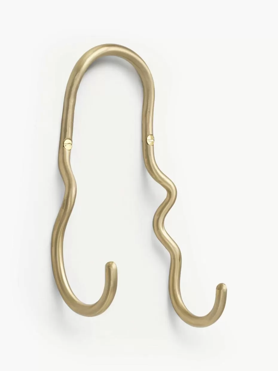 Garderoben-ferm LIVING Handgefertigter Messing-Wandhaken Curvature Messing, matt