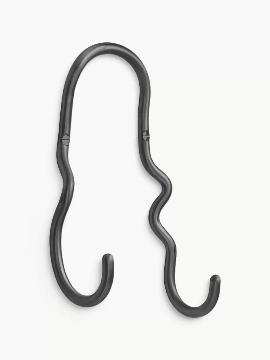 Garderoben-ferm LIVING Handgefertigter Messing-Wandhaken Curvature Schwarz, matt