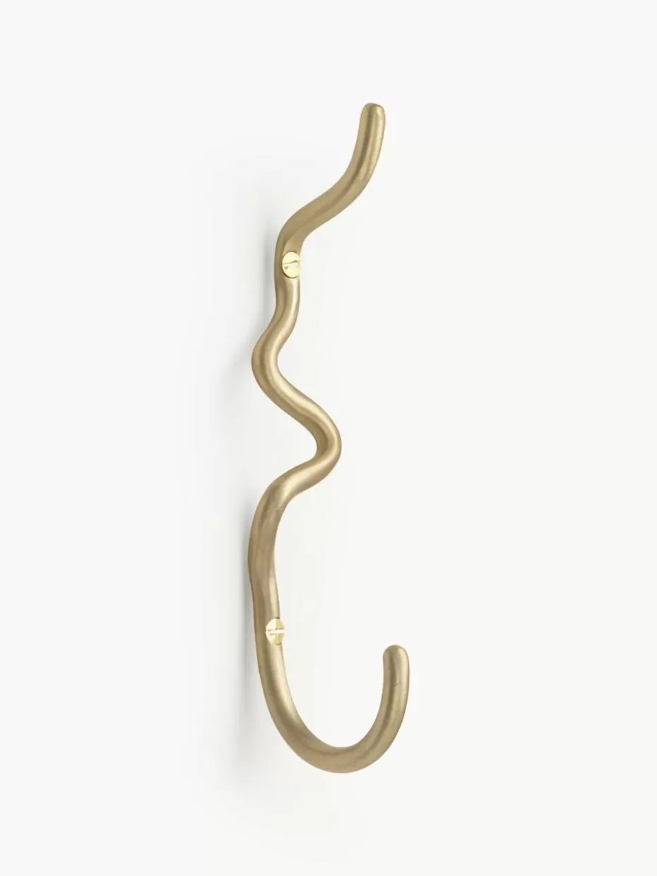 Garderoben-ferm LIVING Handgefertigter Messing-Wandhaken Curvature Messing, matt