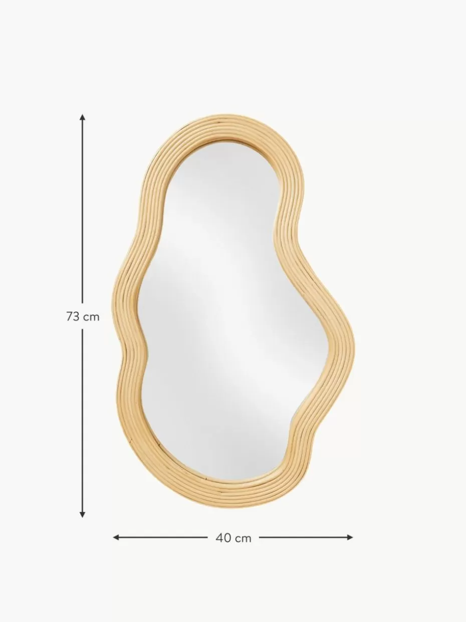 Wandspiegel-ferm LIVING Handgefertigter Wandspiegel Pond aus Rattan in organischer Form