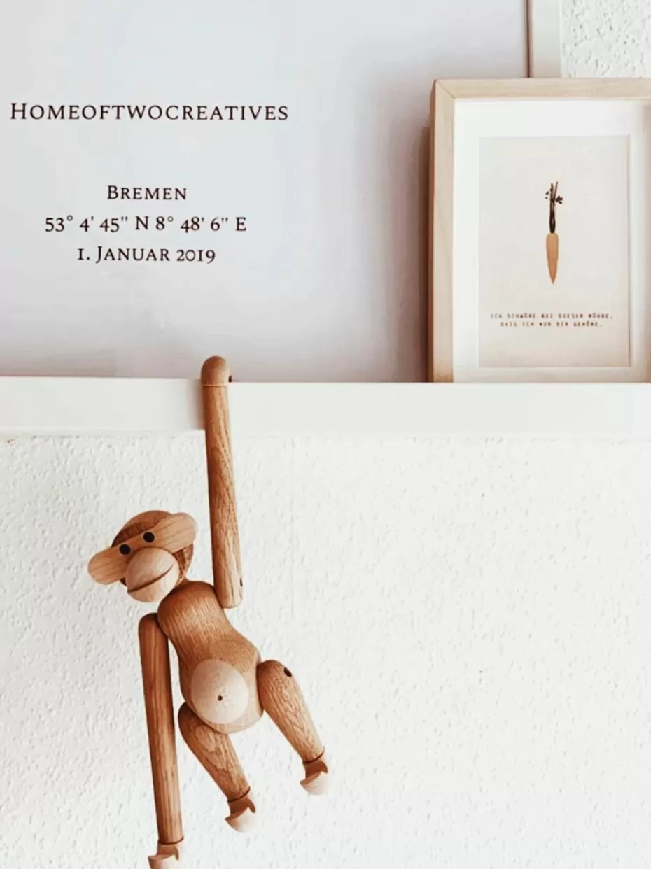 Deko-Objekte-Kay Bojesen Handgefertigtes Deko-Objekt Monkey aus Teakholz, H 10 cm