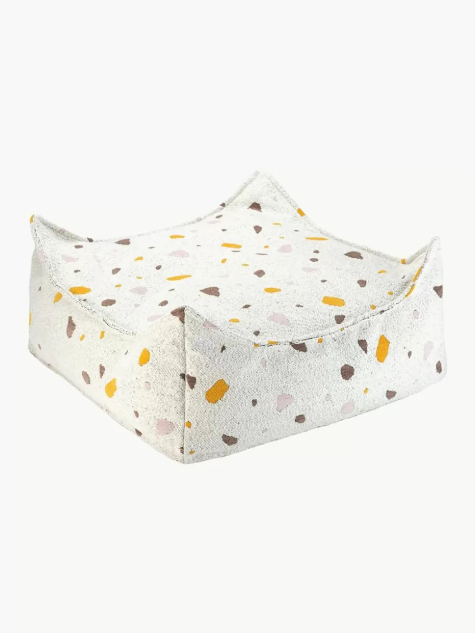 Sitzsäcke-Wigiwama Handgefertigtes Kinder-Bodenkissen Sugar aus Bouclé Bouclé Weiß, Terrazzo-Optik