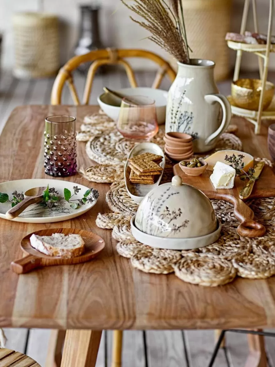 Geschirrserien-Bloomingville Handgemachte Butterdose Bea mit Gräser-Motiv
