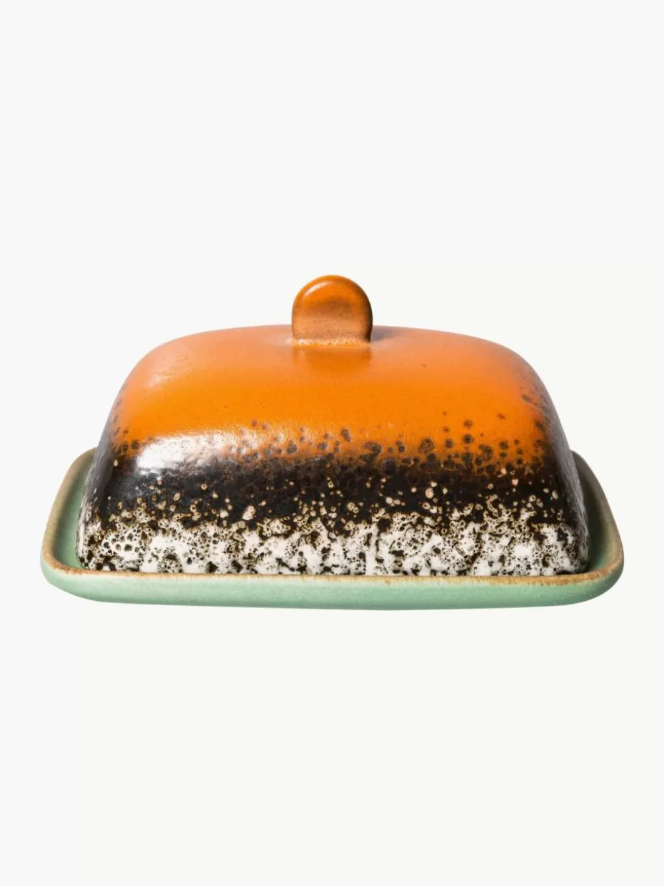 Geschirrserien-HKLIVING Handgemachte Butterdose 70's
