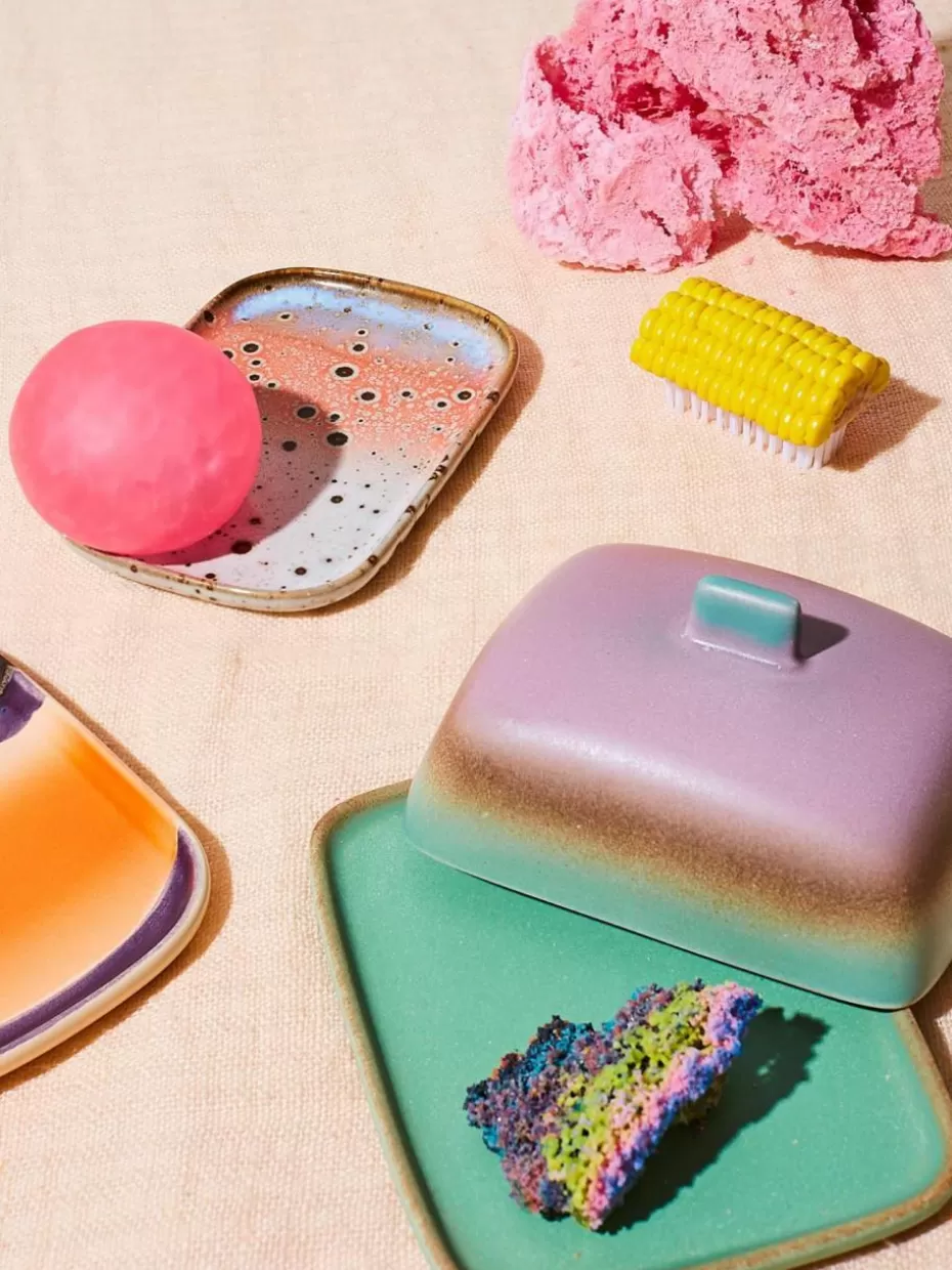 Geschirrserien-HKLIVING Handgemachte Butterdose 70's