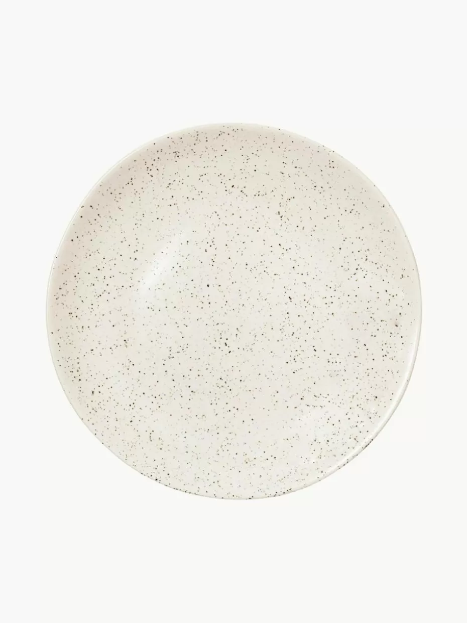 Teller-Broste Copenhagen Handgemachte Frühstücksteller Nordic Vanilla, 4 Stück Off White, gesprenkelt