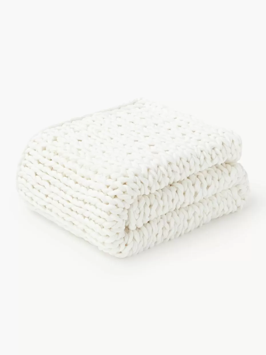 Decken & Plaids-Westwing Collection Handgemachte Grobstrick-Decke Adyna Off White